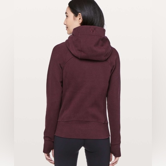 Lululemon Scuba Hoodie Light Cotton Fleece Full Zip Sweatshirt Burgundy Red - Picture 2 of 13